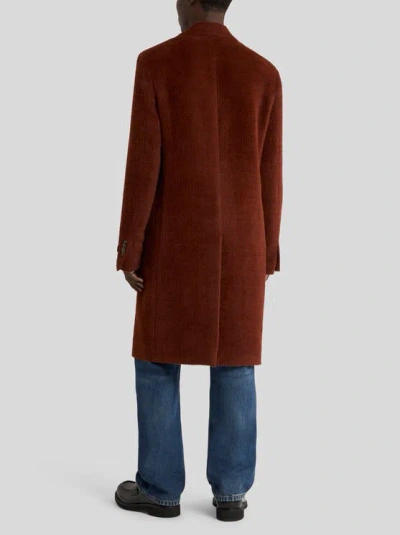 Etro Check-texture Coat In Red