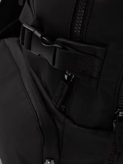 Blauer Logo-print Zip-pocket Backpack In Black