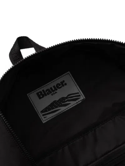 Blauer Logo-print Zip-pocket Backpack In Black