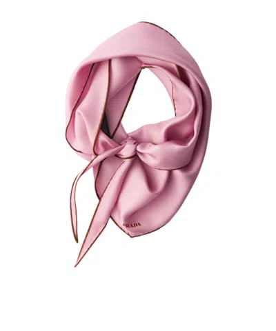 Prada Twill Scarf Refined Edge Detail Design In Pink