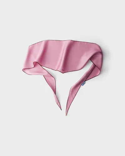 Prada Twill Scarf Refined Edge Detail Design In Pink