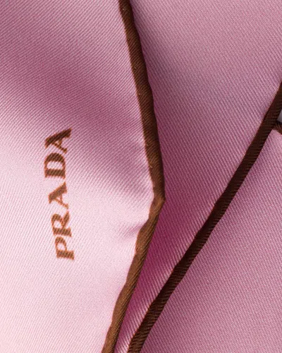 Prada Twill Scarf Refined Edge Detail Design In Pink