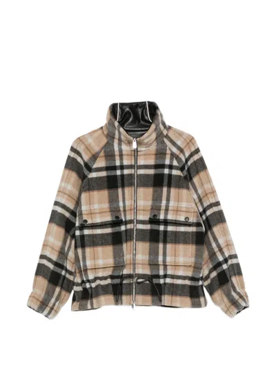 Pinko Check-pattern Elasticated-hem Jacket In Multi
