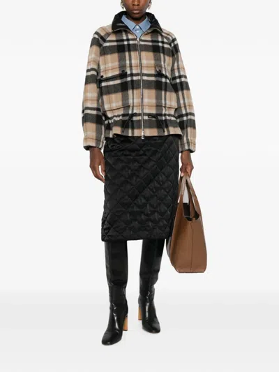 Pinko Check-pattern Elasticated-hem Jacket In Multi