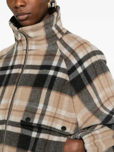 Pinko Check-pattern Elasticated-hem Jacket In Multi