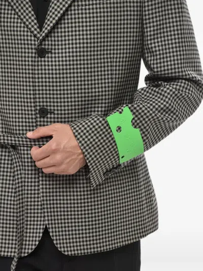 Off-white Houndstooth-pattern Belted Blazer In Purple