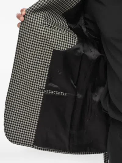 Off-white Houndstooth-pattern Belted Blazer In Purple