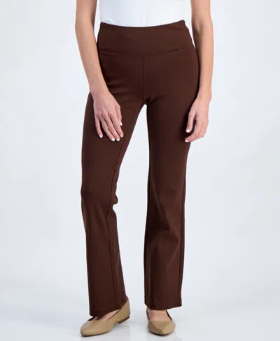 Style & Co Petite Pull-on Bootcut Ponte Pants, Created For Macy's In Brown