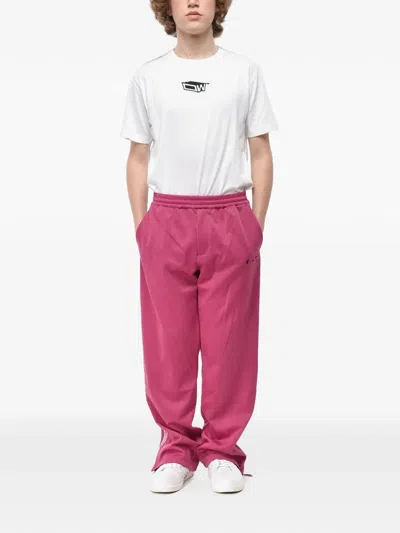Off-white Sequin-stripe Track Pants In Pink