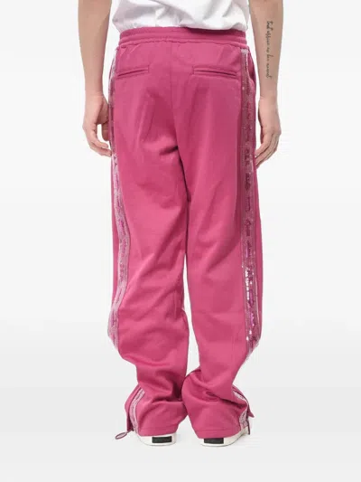 Off-white Sequin-stripe Track Pants In Pink