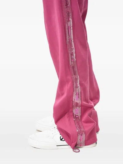 Off-white Sequin-stripe Track Pants In Pink
