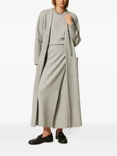 Twinset Patch-pocket Coat In Gray