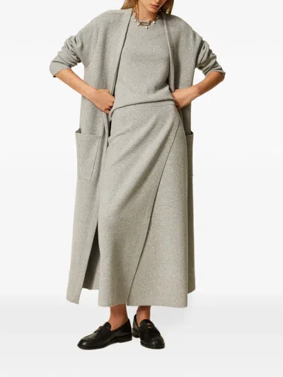 Twinset Patch-pocket Coat In Gray