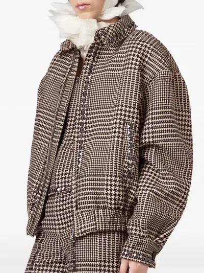 Giuseppe Di Morabito Houndstooth-pattern Stud-embellished Jacket In Animal Print