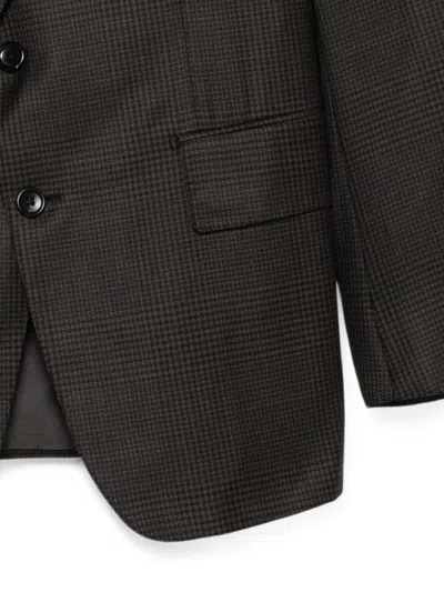 Tom Ford Houndstooth-pattern Single-breasted Suit In Brown
