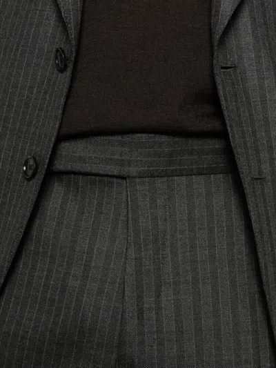 Tom Ford Pinstripe-pattern Buttoned Suit In Gray