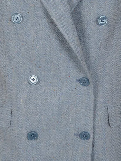 Tagliatore Double-breasted Mini Jacket With Buttoned Cuffs In Blue