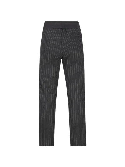 Herno Pinstripe-pattern Drawstring Trousers In Gray