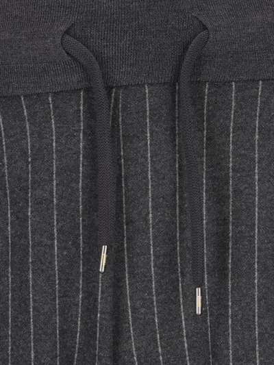 Herno Pinstripe-pattern Drawstring Trousers In Gray