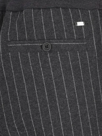 Herno Pinstripe-pattern Drawstring Trousers In Gray