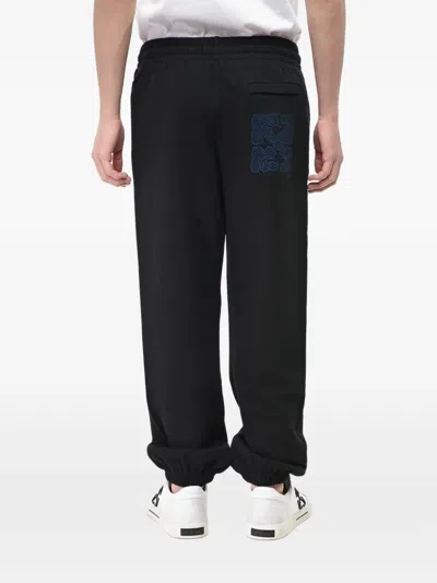 Off-white Logo-print Elasticated-cuff Track Pants In Black