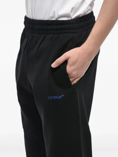 Off-white Logo-print Elasticated-cuff Track Pants In Black