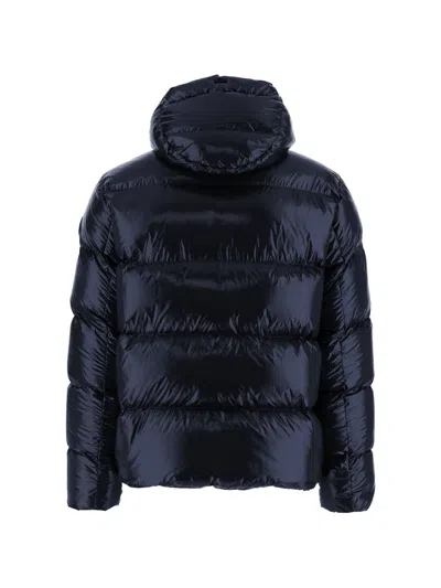 Herno Navy Quilted Down Jacket With Adjustable Hood And Elasticated Hems In Blue