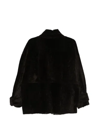 Liska Shearling Flap-pocket Jacket In Black