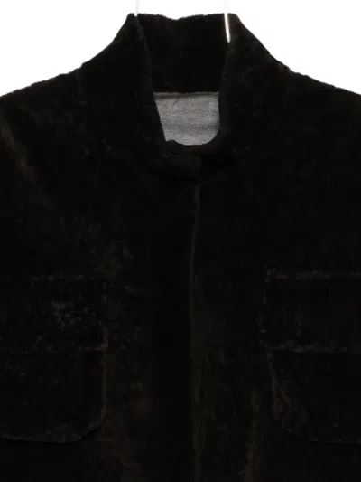 Liska Shearling Flap-pocket Jacket In Black