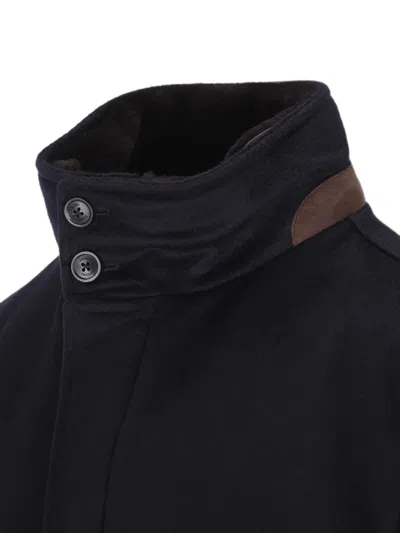 Herno High-neck Button-up Jacket In Blue