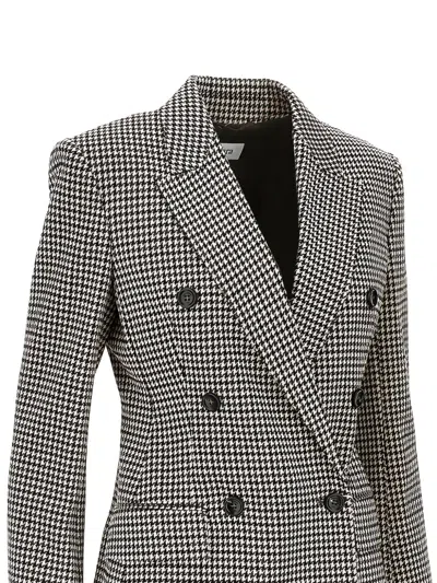 Max Mara Houndstooth-pattern Double-breasted Blazer In Gray