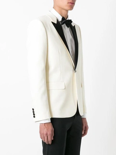Saint Laurent Wool Gabardine Tuxedo Jacket, White | ModeSens