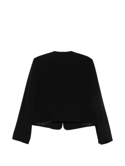Max Mara Paniere Button-up Collarless Jacket In Black