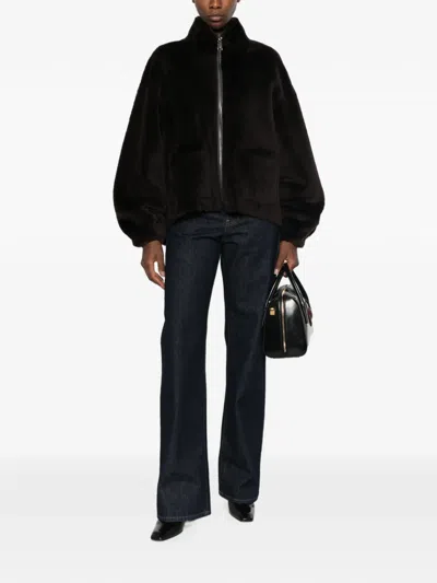 Simonetta Ravizza Zip-up Reversible Jacket In Brown
