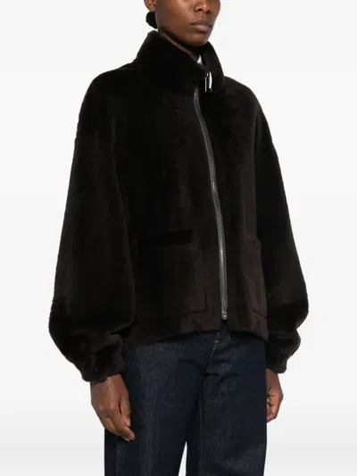 Simonetta Ravizza Zip-up Reversible Jacket In Brown