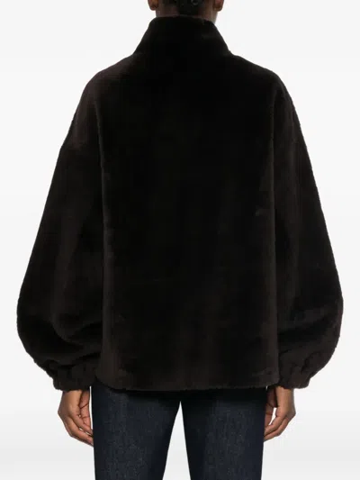 Simonetta Ravizza Zip-up Reversible Jacket In Brown