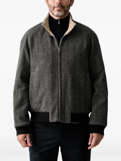 Trussardi Reversible Herringbone-pattern Jacket In Neutral