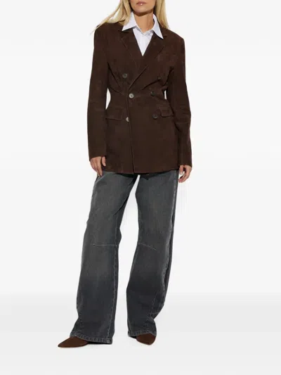 Arma Safia Double-breasted Jacket In Brown