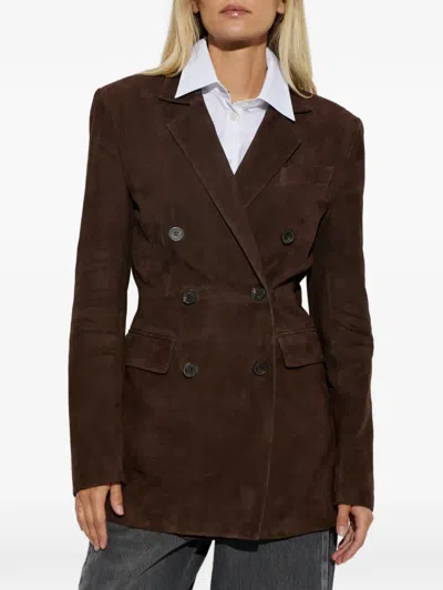 Arma Safia Double-breasted Jacket In Brown