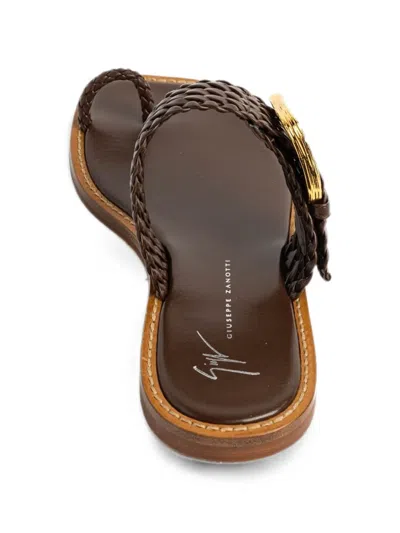 Giuseppe Zanotti Woven-strap Flat Sandals In Brown