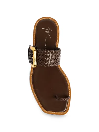 Giuseppe Zanotti Woven-strap Flat Sandals In Brown