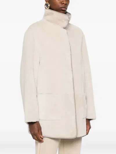 Simonetta Ravizza Reversible Shearling Coat In Neutral