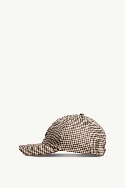 Moncler Check Wool Baseball Cap In Brown