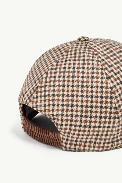 Moncler Check Wool Baseball Cap In Brown