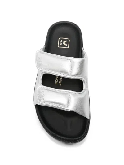 Veja Etna Touch-strap Flat Sandals In Silver