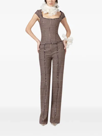 Giuseppe Di Morabito Houndstooth-pattern Stud-embellished Trousers In Animal Print