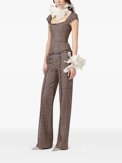Giuseppe Di Morabito Houndstooth-pattern Stud-embellished Trousers In Animal Print