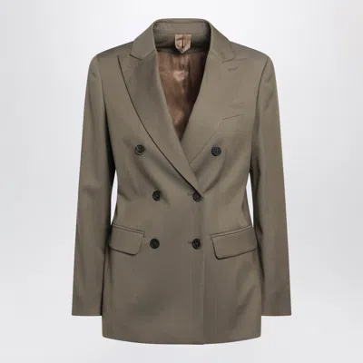 Max Mara Double Breasted Tailored Jacket Front Pockets In Brown