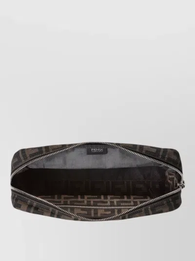 Fendi Medium Vanity Case With Central Zippered Compartment In Brown