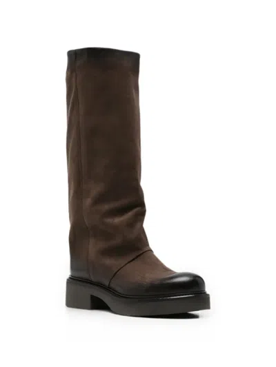 Metisse Leather Pull-on Boots In Brown